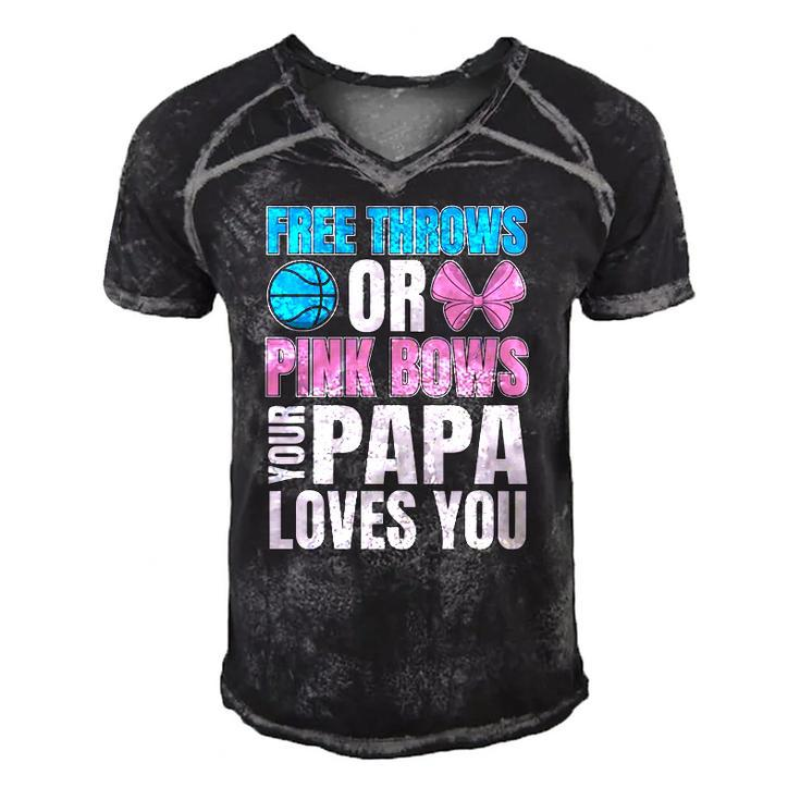 Free Throws Or Pink Bows Papa Loves You Gender Reveal Men Men's Short Sleeve V-neck 3D Print Retro Tshirt