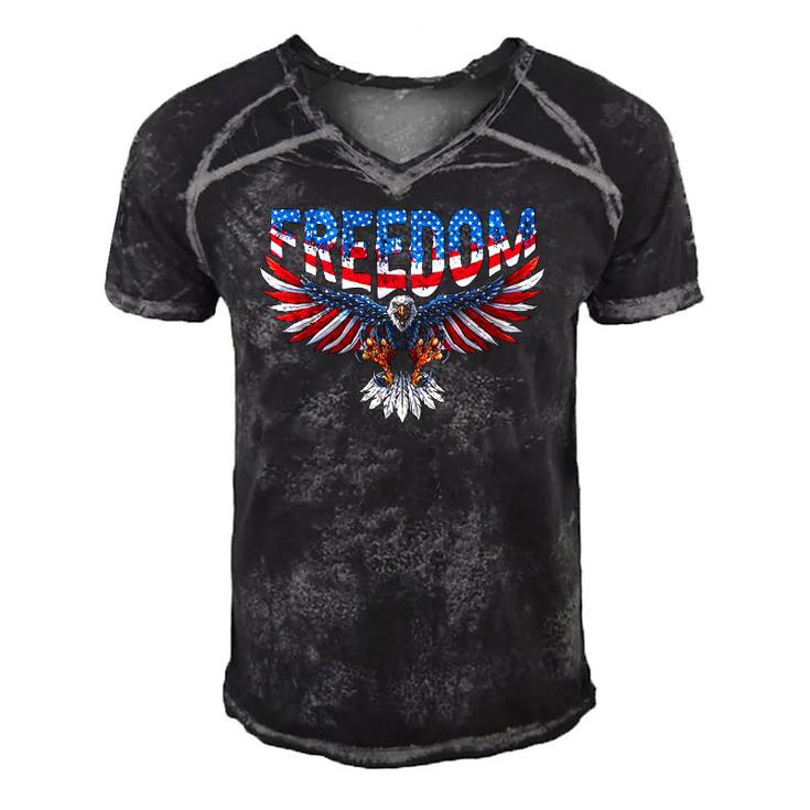 Freedom Eagle  4Th Of July American Flag Patriotic Men's Short Sleeve V-neck 3D Print Retro Tshirt