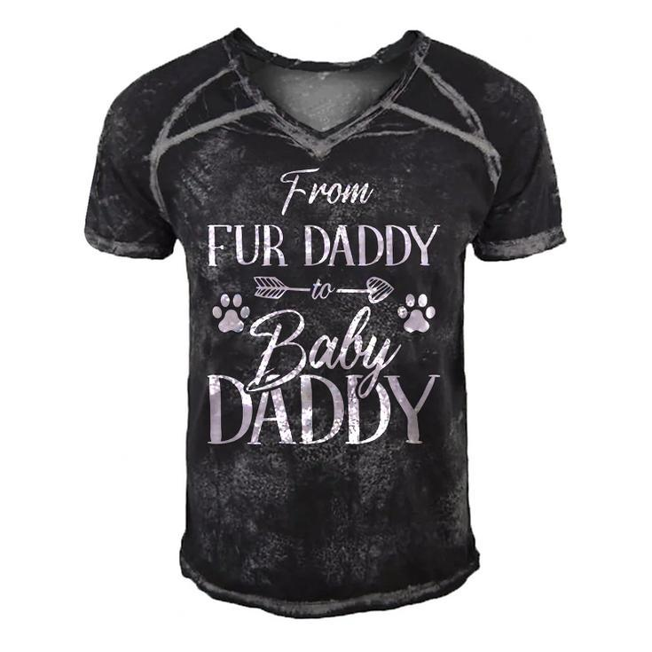 From Fur Daddy To Baby Daddy Fur Dad To Baby Dad Men's Short Sleeve V-neck 3D Print Retro Tshirt
