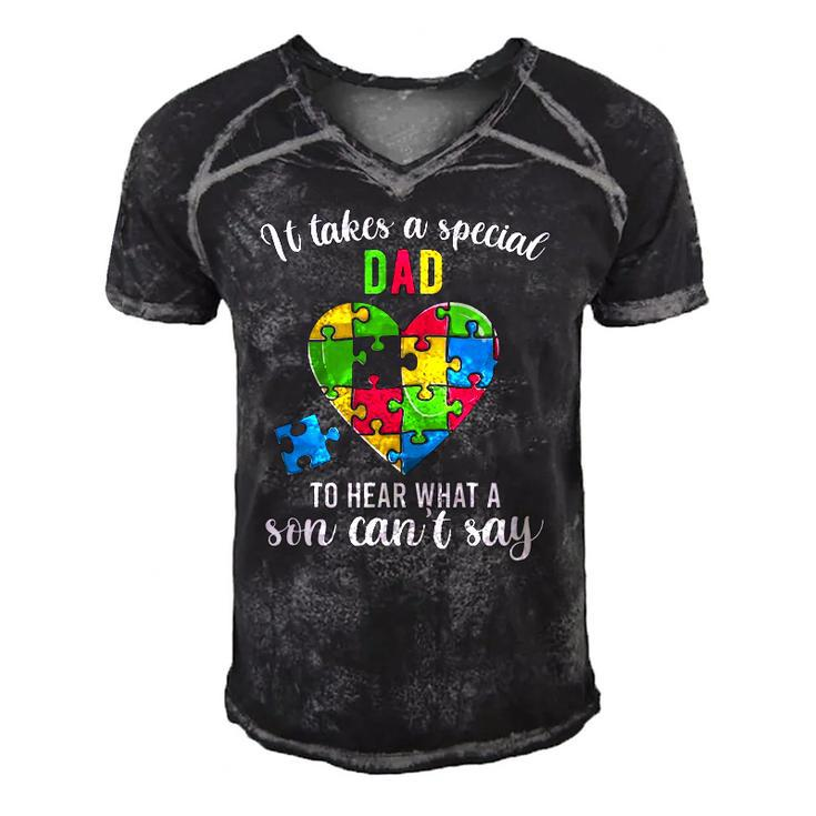 Fun Heart Puzzle S Dad Autism Awareness Family Support Men's Short Sleeve V-neck 3D Print Retro Tshirt
