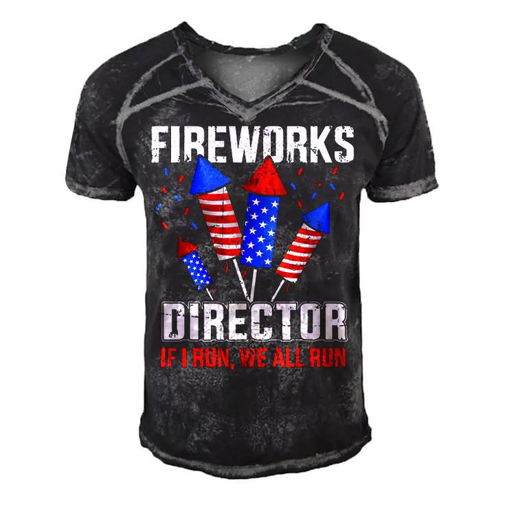 Funny 4Th Of July Fireworks Director If I Run You All Run  Men's Short Sleeve V-neck 3D Print Retro Tshirt