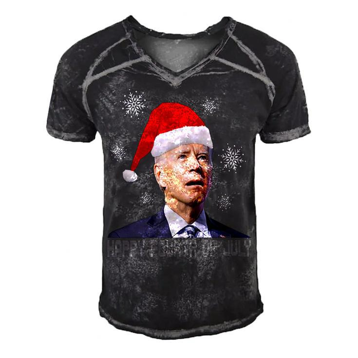 Funny Anti Joe Biden Happy 4Th Of July Merry Christmas Men's Short Sleeve V-neck 3D Print Retro Tshirt