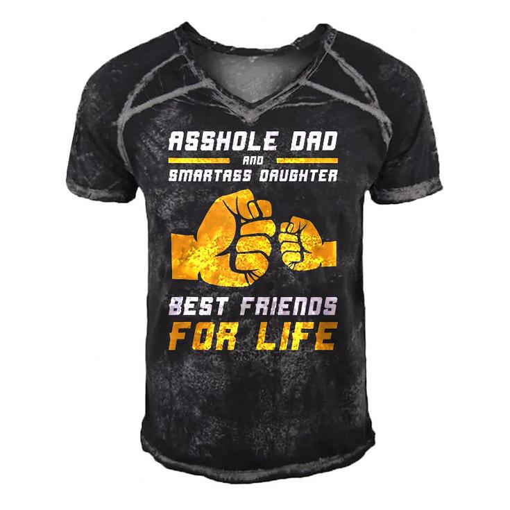 Funny Asshole Dad Smart Ass Daughter Best Friends For Life  Men's Short Sleeve V-neck 3D Print Retro Tshirt