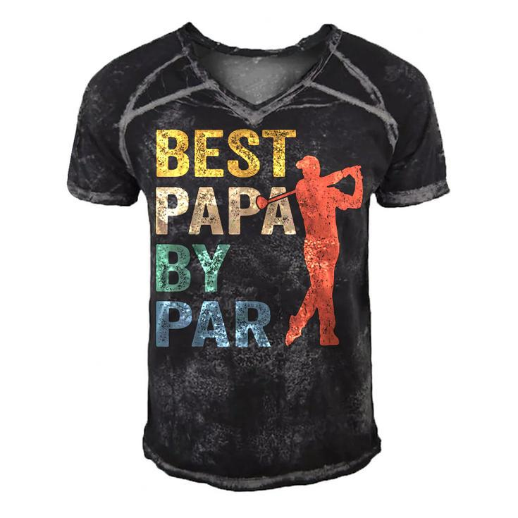 Funny Best Papa By Par Fathers Day Golf Gift Grandpa Men's Short Sleeve V-neck 3D Print Retro Tshirt