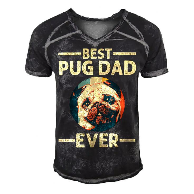 Funny Best Pug Dad Ever Art For Pug Dog Pet Lover  Daddy Men's Short Sleeve V-neck 3D Print Retro Tshirt