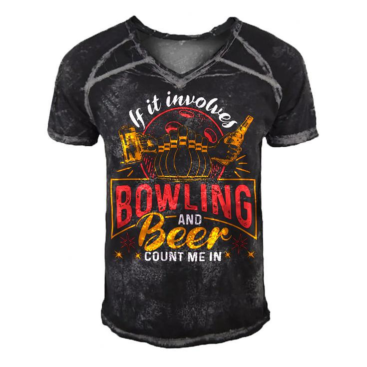 Funny Bowling Beer For Men Or Women 58 Bowling Bowler Men's Short Sleeve V-neck 3D Print Retro Tshirt