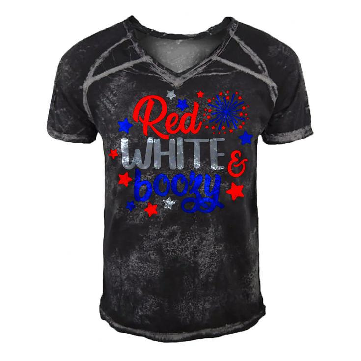 Funny Fourth Of July 4Th Of July Red White And Boozy  Men's Short Sleeve V-neck 3D Print Retro Tshirt