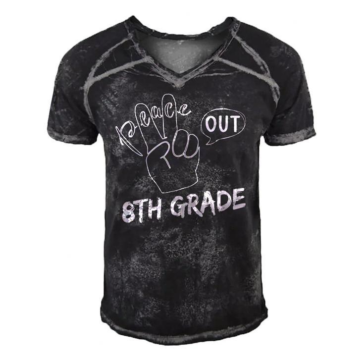 Funny Graduate Eighth Grader Student Peace Out 8Th Grade Men's Short Sleeve V-neck 3D Print Retro Tshirt