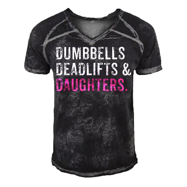 Funny Gym Workout Fathers Day Dumbbells Deadlifts Daughters  Men's Short Sleeve V-neck 3D Print Retro Tshirt
