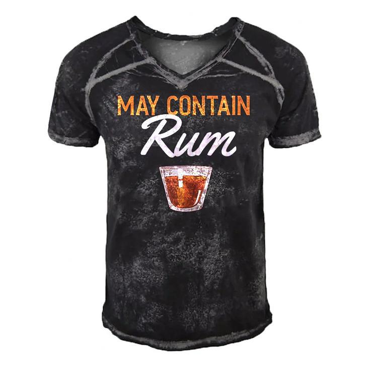 Funny May Contain Rum Drink Alcoholic Beverage Rum Men's Short Sleeve V-neck 3D Print Retro Tshirt