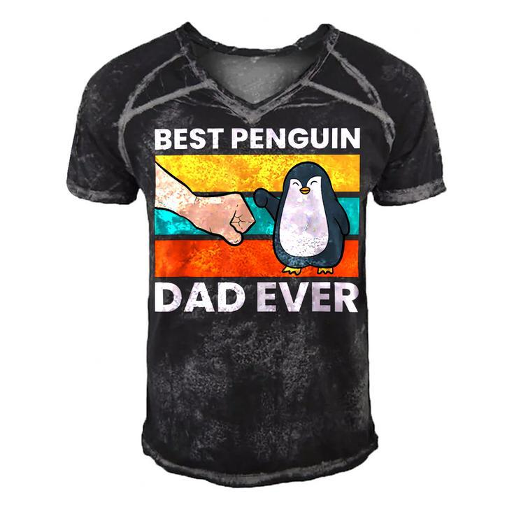 Funny Penguin Best Penguin Dad Ever Men's Short Sleeve V-neck 3D Print Retro Tshirt