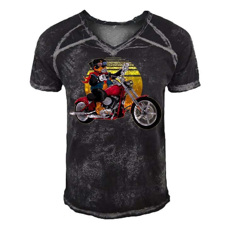 Funny Rottweiller Dog Biker  4Th Of July Biker Dog Dad   Men's Short Sleeve V-neck 3D Print Retro Tshirt