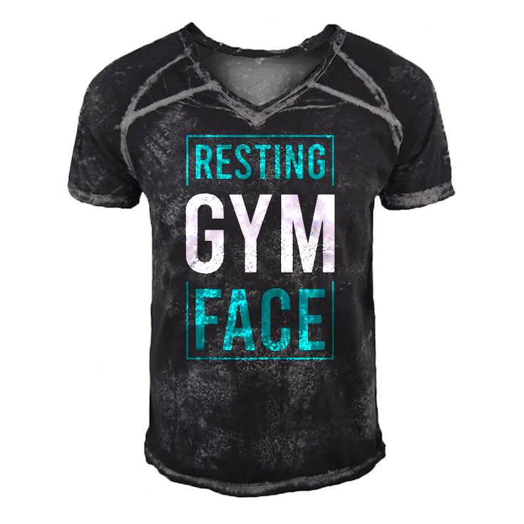 Funny Saying Resting Gym Face Men's Short Sleeve V-neck 3D Print Retro Tshirt