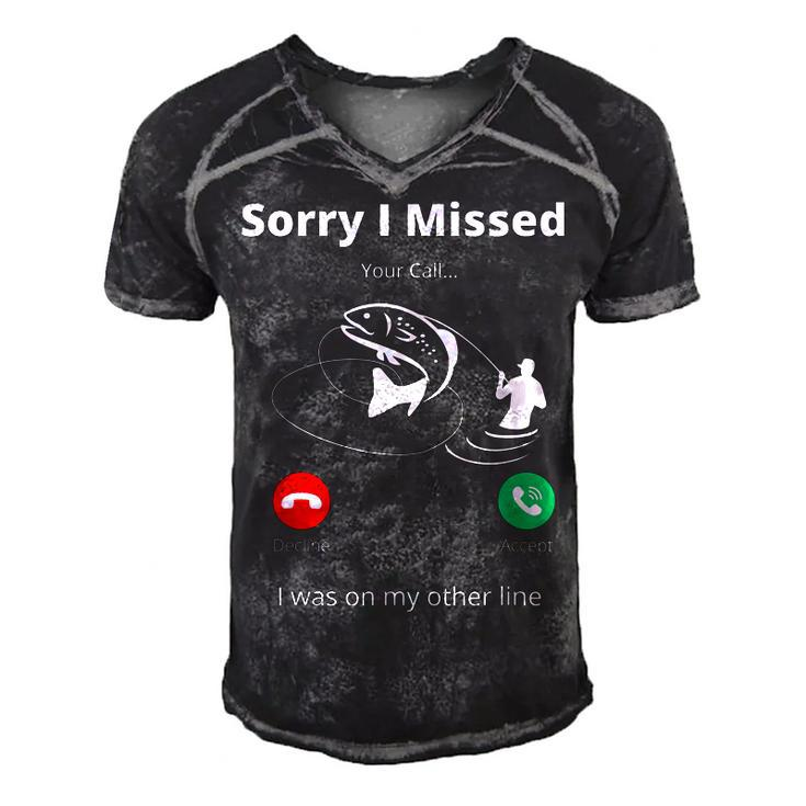 Funny Sorry I Missed Your Call Was On Other Line Fishing Men  V2 Men's Short Sleeve V-neck 3D Print Retro Tshirt