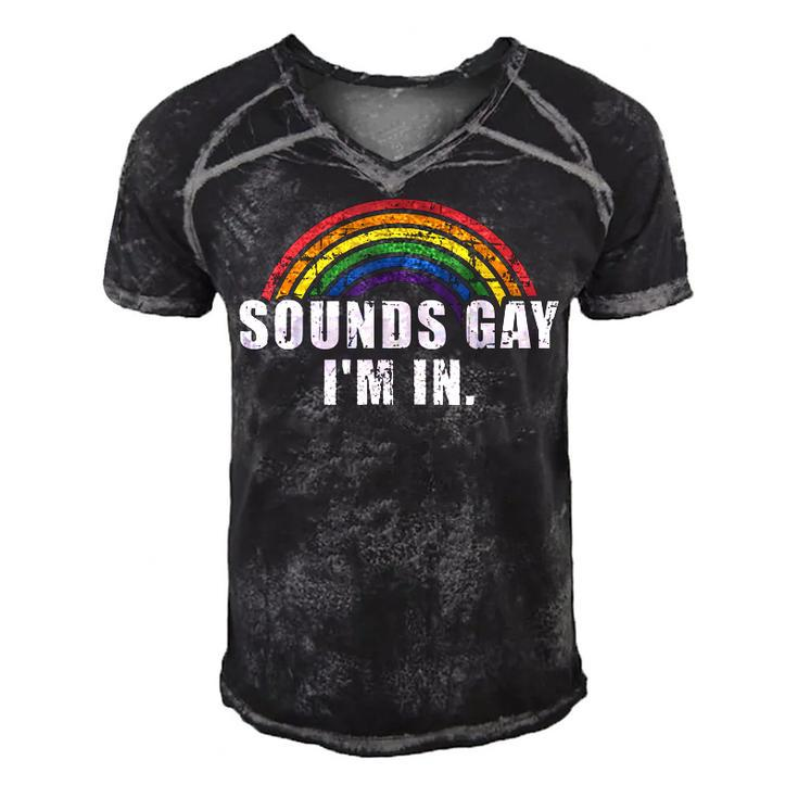 Funny Sounds Gay Im In With Rainbow Flag For Pride Month  Men's Short Sleeve V-neck 3D Print Retro Tshirt