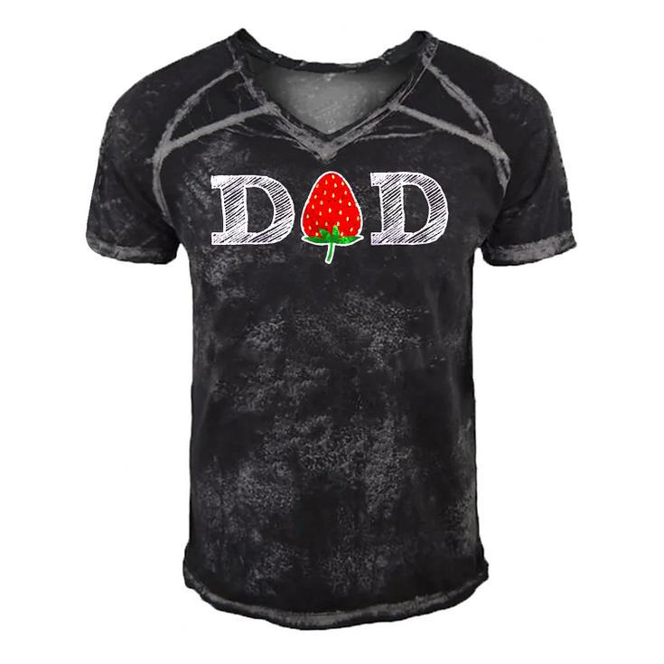 Funny Strawberry Dad Fruit Berry Fathers Day Men's Short Sleeve V-neck 3D Print Retro Tshirt