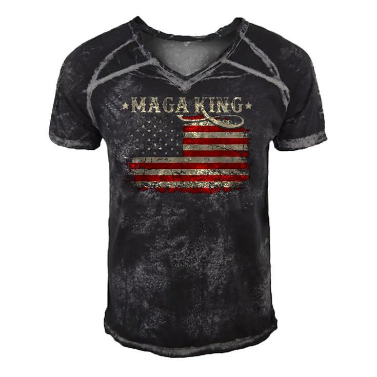 Funny Ultra Maga King Vintage American Flag Ultra-Maga Retro Men's Short Sleeve V-neck 3D Print Retro Tshirt