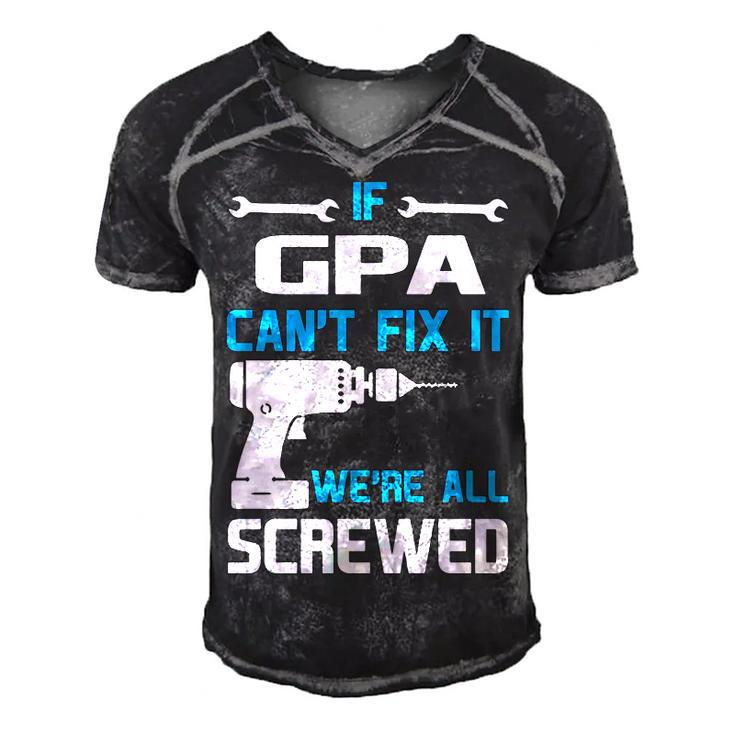 G Pa Grandpa Gift   If G Pa Cant Fix It Were All Screwed Men's Short Sleeve V-neck 3D Print Retro Tshirt
