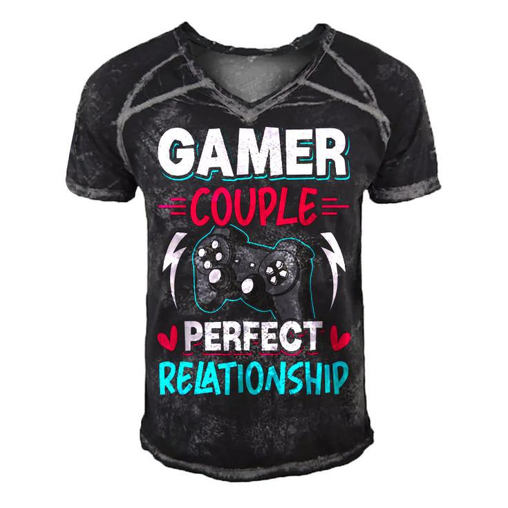 Gamer Couple Perfect Relationship Video Gamer Gaming  Men's Short Sleeve V-neck 3D Print Retro Tshirt