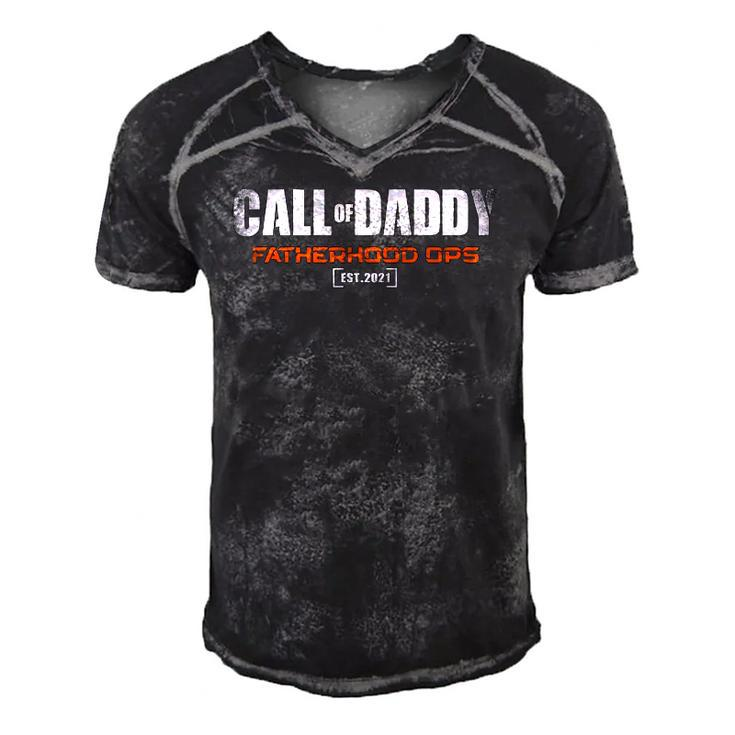 Gamer Dad Call Of Daddy Fatherhood Ops Funny Fathers Day Men's Short Sleeve V-neck 3D Print Retro Tshirt