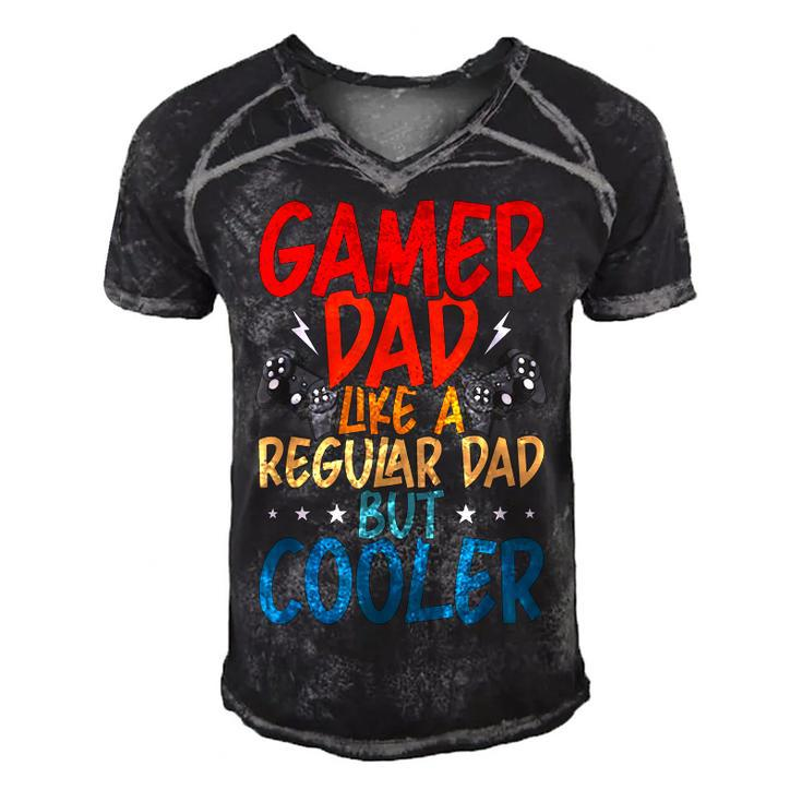 Gamer Dad Like A Regular Dad Video Gamer Gaming  Men's Short Sleeve V-neck 3D Print Retro Tshirt