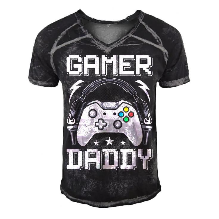 Gamer Daddy Video Gamer Gaming  Men's Short Sleeve V-neck 3D Print Retro Tshirt