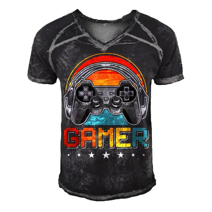 Gamer Video Gamer Gaming  V2 Men's Short Sleeve V-neck 3D Print Retro Tshirt