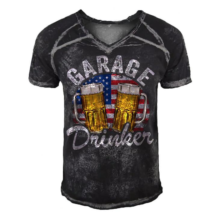 Garage Drinker 4Th Of July American Flag Dad Mens Garage  Men's Short Sleeve V-neck 3D Print Retro Tshirt