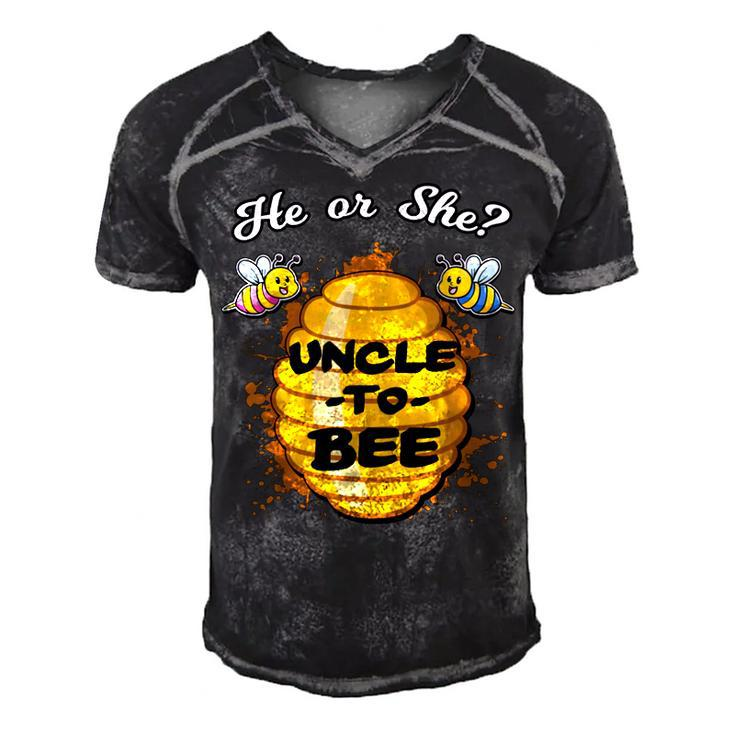 Gender Reveal He Or She Uncle To Bee Men's Short Sleeve V-neck 3D Print Retro Tshirt