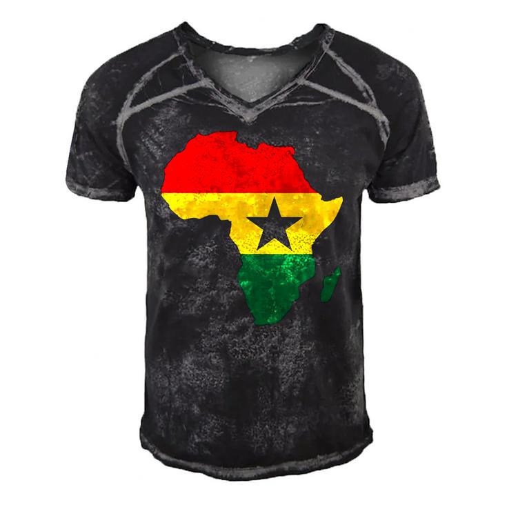 Ghana Ghanaian Africa Map Flag Pride Football Soccer Jersey  Men's Short Sleeve V-neck 3D Print Retro Tshirt