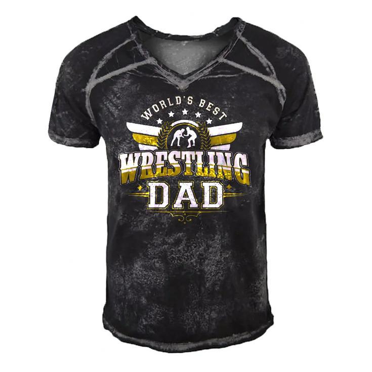 Gifts For Men Worlds Best Freestyle Wrestling Dad Men's Short Sleeve V-neck 3D Print Retro Tshirt