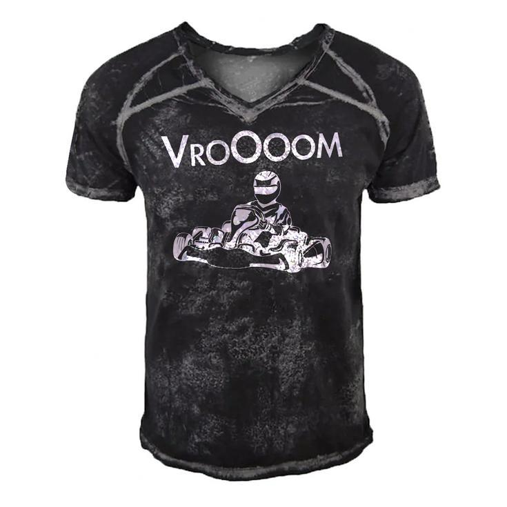 Go Kart Vroooom Go Kart Racing Driver Men's Short Sleeve V-neck 3D Print Retro Tshirt