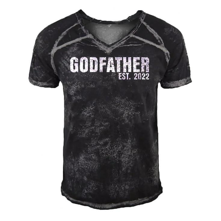 Godfather Est 2022 Fathers Day God Dad Announcement Reveal Men's Short Sleeve V-neck 3D Print Retro Tshirt