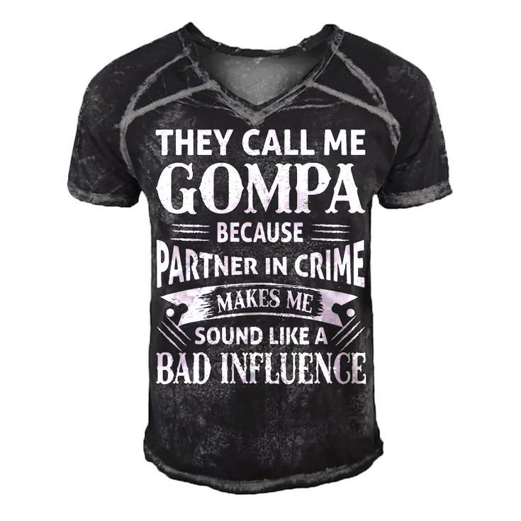 Gompa Grandpa Gift   They Call Me Gompa Because Partner In Crime Makes Me Sound Like A Bad Influence Men's Short Sleeve V-neck 3D Print Retro Tshirt
