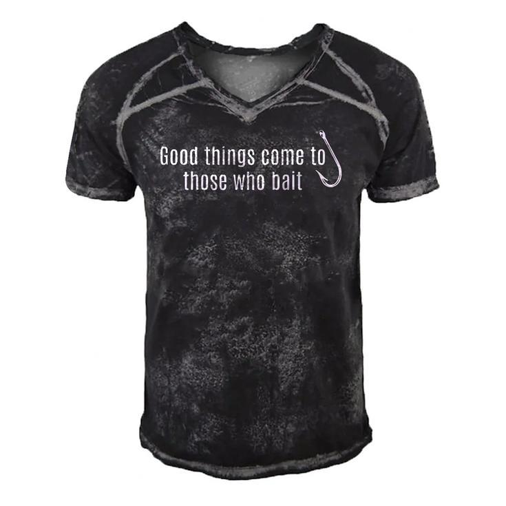 Good Things Come To Those Who Bait Funny Fishing Men's Short Sleeve V-neck 3D Print Retro Tshirt