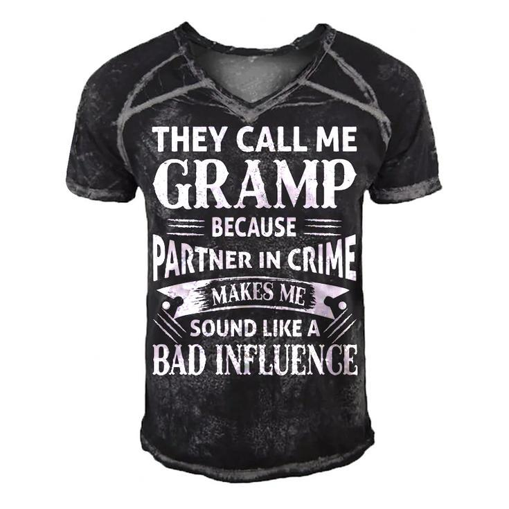 Gramp Grandpa Gift   They Call Me Gramp Because Partner In Crime Makes Me Sound Like A Bad Influence Men's Short Sleeve V-neck 3D Print Retro Tshirt