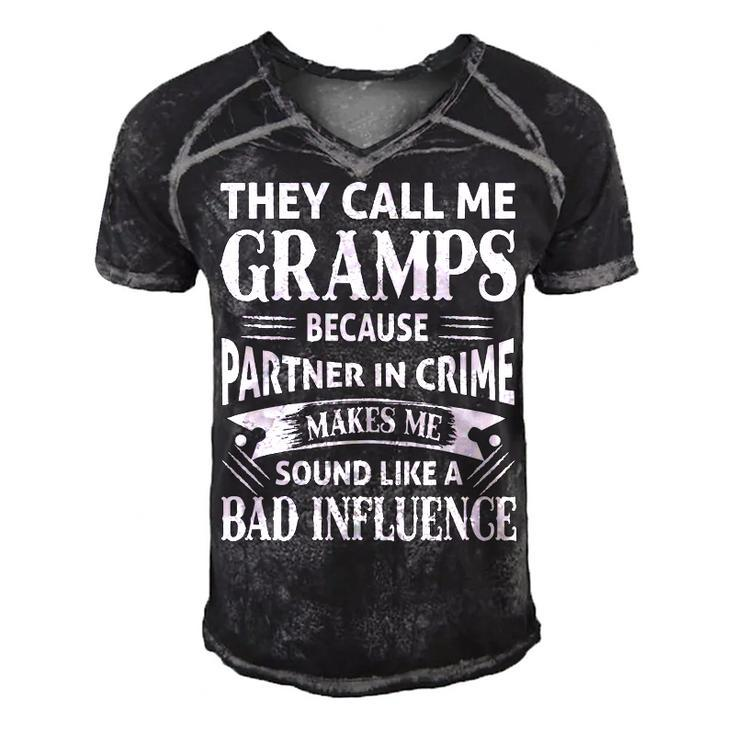 Gramps Grandpa Gift   They Call Me Gramps Because Partner In Crime Makes Me Sound Like A Bad Influence Men's Short Sleeve V-neck 3D Print Retro Tshirt