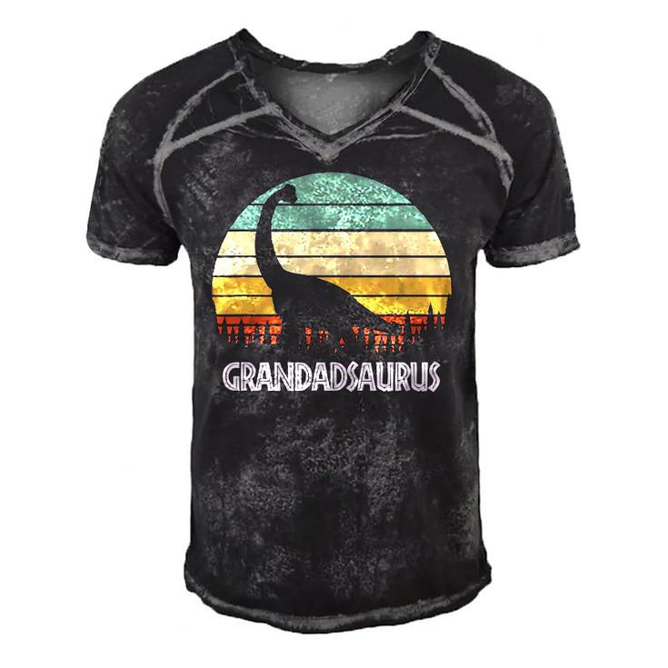 Grandadsaurus Grandad Saurus Grandad Dinosaur Men's Short Sleeve V-neck 3D Print Retro Tshirt