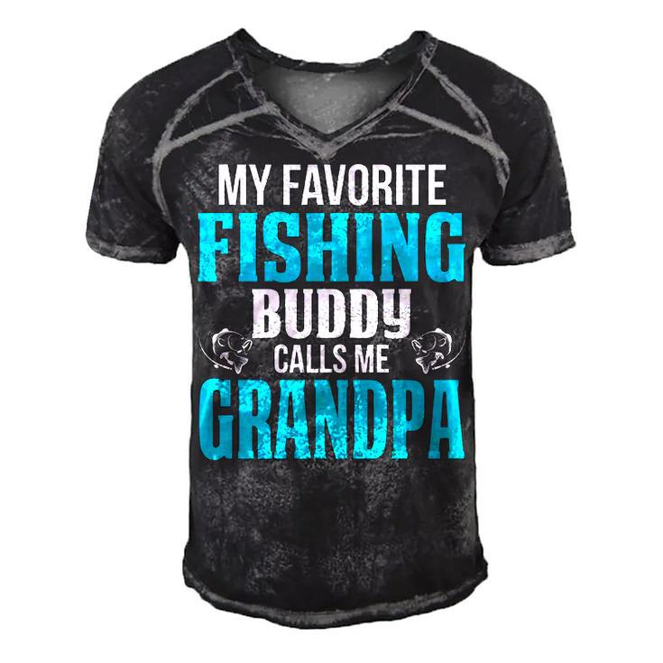 Grandpa Fishing Gift   My Favorite Fishing Buddy Calls Me Grandpa Men's Short Sleeve V-neck 3D Print Retro Tshirt