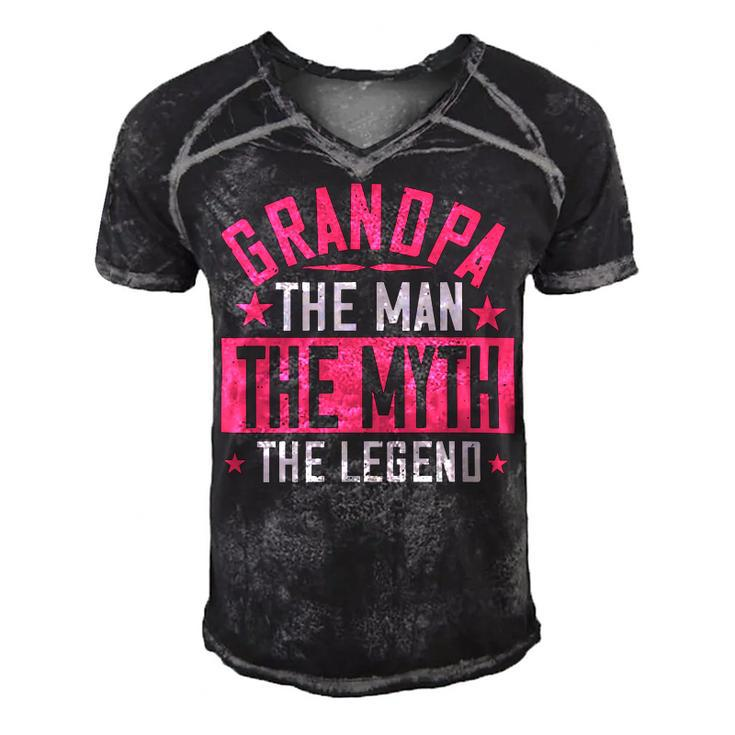 Grandpa The Man Themyth The Legend Papa T-Shirt Fathers Day Gift Men's Short Sleeve V-neck 3D Print Retro Tshirt