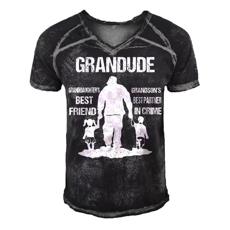 Grandude Grandpa Gift   Grandude Best Friend Best Partner In Crime Men's Short Sleeve V-neck 3D Print Retro Tshirt