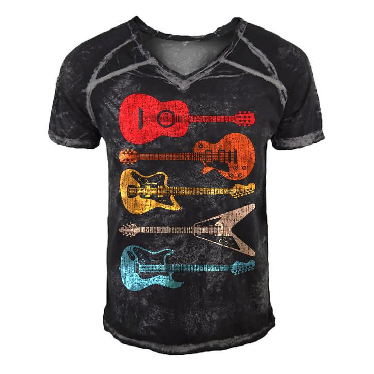 Guitar  Lover Retro Style Gift For Guitarist Men's Short Sleeve V-neck 3D Print Retro Tshirt