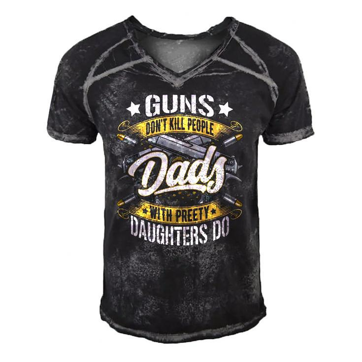 Guns Dont Kill People Dads With Pretty Daughters Do Active Men's Short Sleeve V-neck 3D Print Retro Tshirt