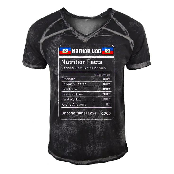 Haitian Dad Nutrition Facts Fathers Day Men's Short Sleeve V-neck 3D Print Retro Tshirt