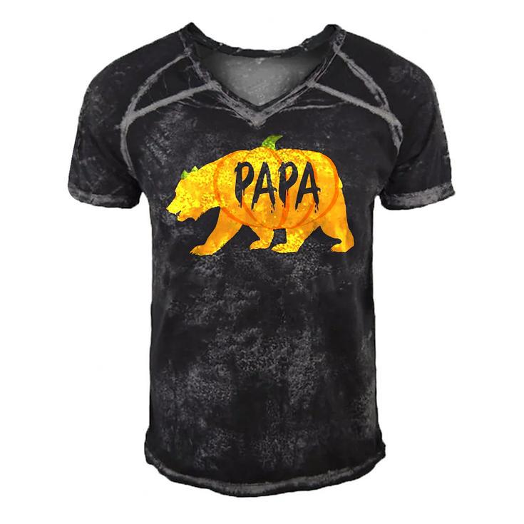 Halloween Papa Bear Pumpkin Funny Fathers Gift Men's Short Sleeve V-neck 3D Print Retro Tshirt