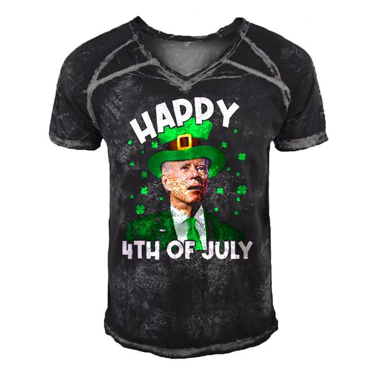 Happy 4Th Of July Biden Leprechaun Shamrock St Patricks Day Men's Short Sleeve V-neck 3D Print Retro Tshirt