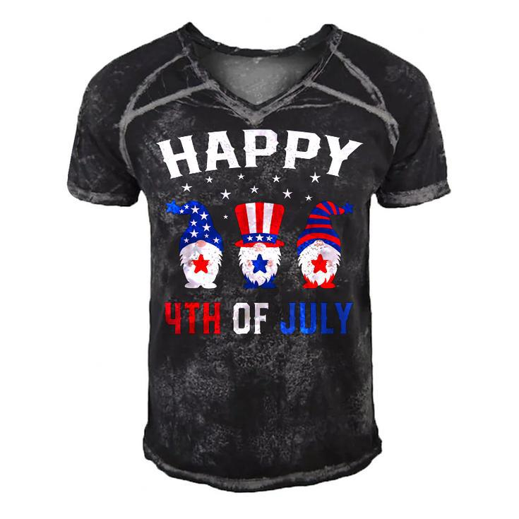 Happy 4Th Of July Gnomes Patriotic American Flag Cute Gnomes  Men's Short Sleeve V-neck 3D Print Retro Tshirt