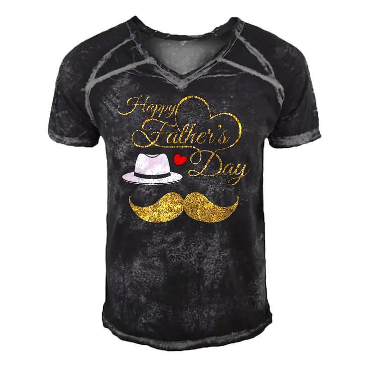 Happy Fathers Day Gold For Men Dad Love Men's Short Sleeve V-neck 3D Print Retro Tshirt