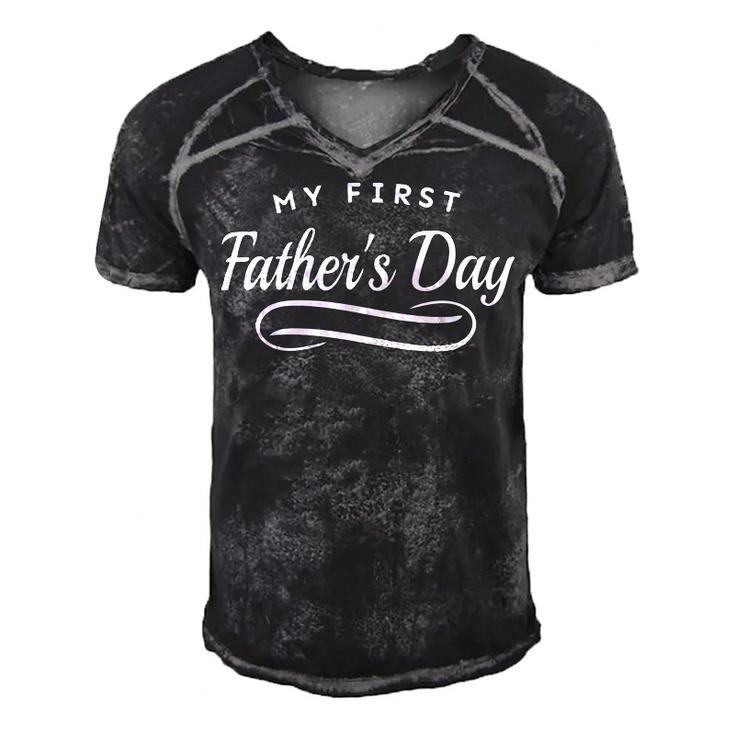 Happy First Fathers Day - New Dad Gift Men's Short Sleeve V-neck 3D Print Retro Tshirt