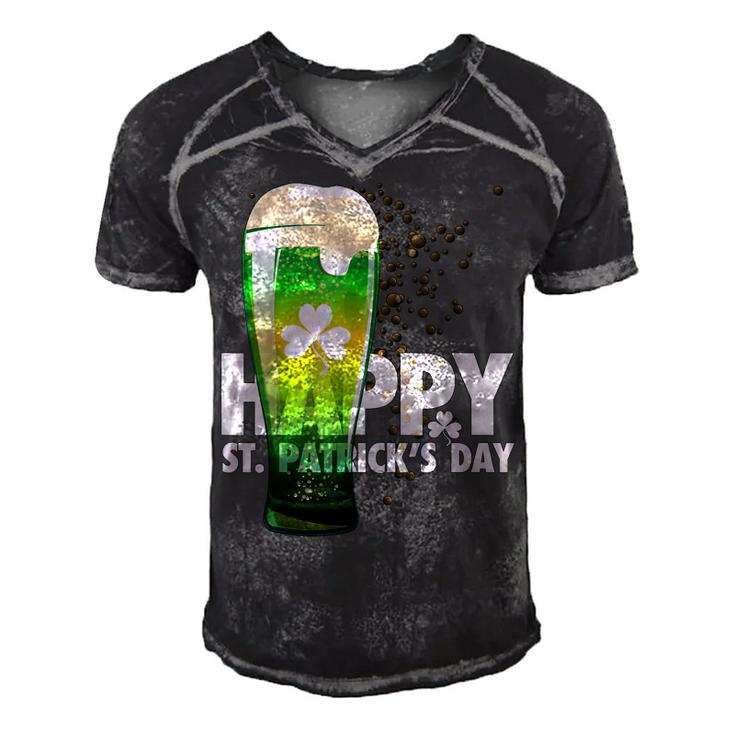 Happy Saint Patricks Day  Irish Green Shamrock Beer  Men's Short Sleeve V-neck 3D Print Retro Tshirt
